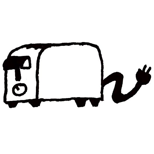 Cartoon drawing of a toaster.